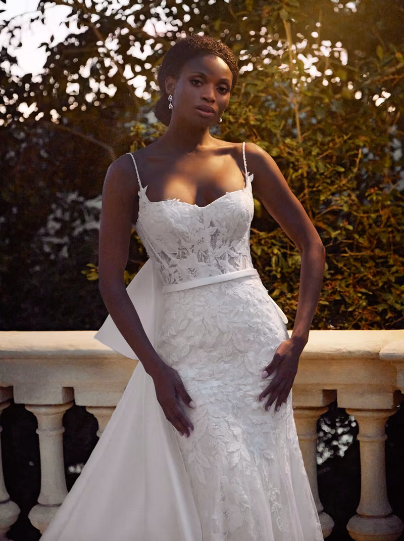 Abito da sposa 316643 di Celli Spose, collezione 2027, dettaglio del corpetto